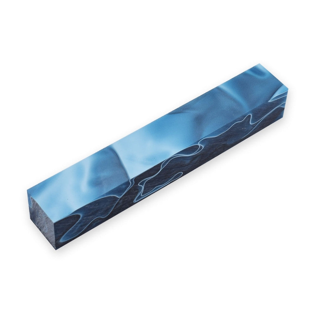 Pen blank - Acryl - 130x20x20 mm - Dunkeltürkis mit weißer und schwarzer Linie - Pfeifenecke